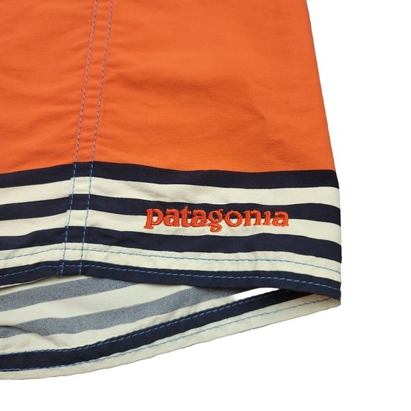 Patagonia Mens‎ 40 Wavefarer Striped Board Shorts Orange Blue Swim Style 86620 - Picture 4 of 12